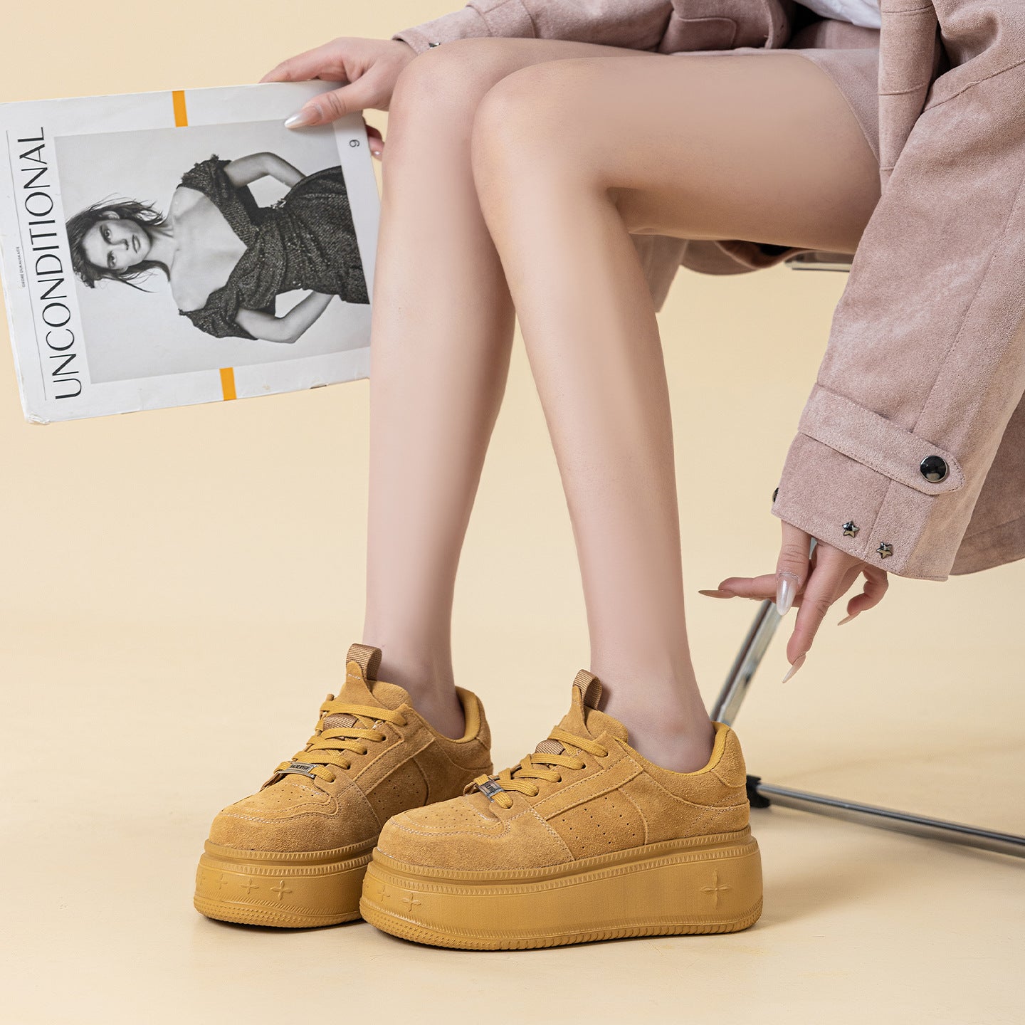 Women's Platform Board Spring Height Increased Lightweight White Women's Casual Shoes