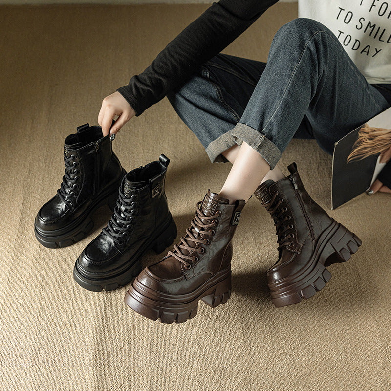 Women's Martin Elevator Small Platform Ankle Retro Easy Women's Casual Shoes