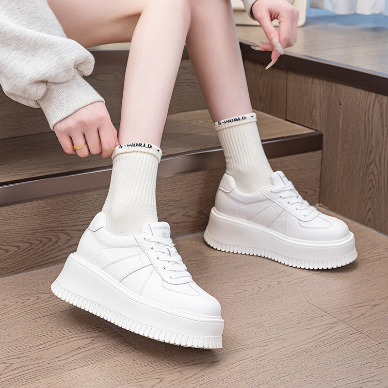 Women's Four Platform Board White Fleece-lined Women's Casual Shoes