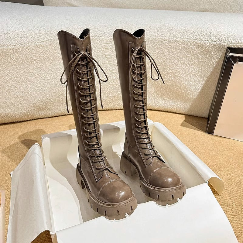 Women's Small Tube Circumference Knight Thick Bottom High V Boots
