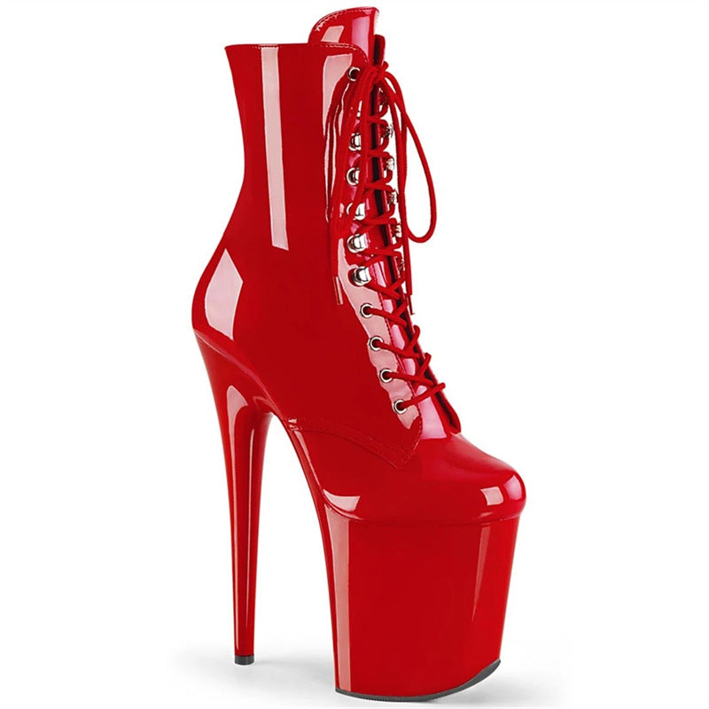 Stiletto Platform Pole Dance Super High Model Catwalk Flirting Women's Leather Boots