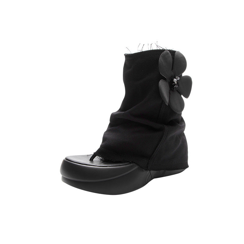 Thick Bottom Toe Hot Jeans Tube Short Summer High-grade Sandals