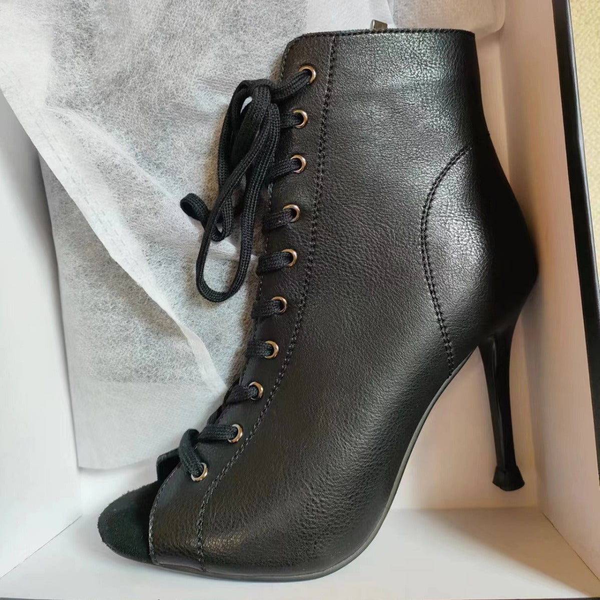 Women's Peep Toe Summer Stiletto Hollow Booties Jazz Dance High Heeled Sandals