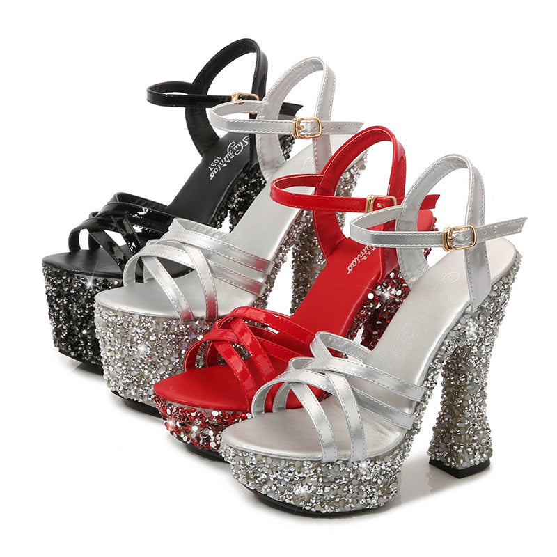 Women's Korean Rhinestone Summer Super Open Toe Sandals
