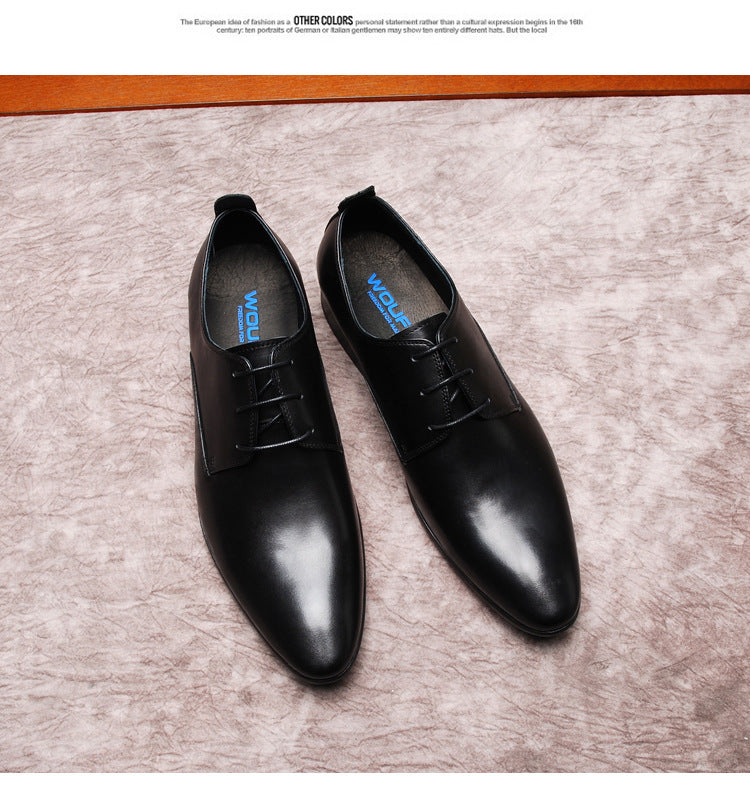 Men's Cowhide Breathable Patent Formal Business British Lace Casual Shoes