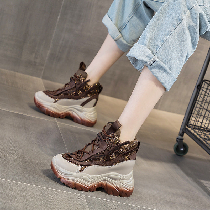 Women's Bottom Height Increasing Insole Dad Autumn Special Sequin Versatile Women's Casual Shoes