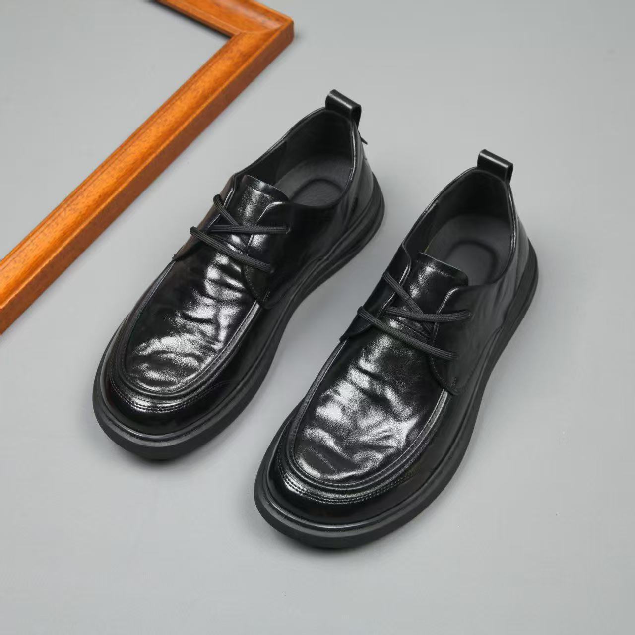 Men's Autumn First Layer Cowhide Business Platform Men's Casual Leather Shoes
