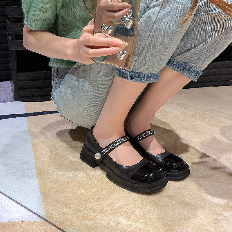 Style Mary Jane Female Sweet Platform Genuine Women's Shoes