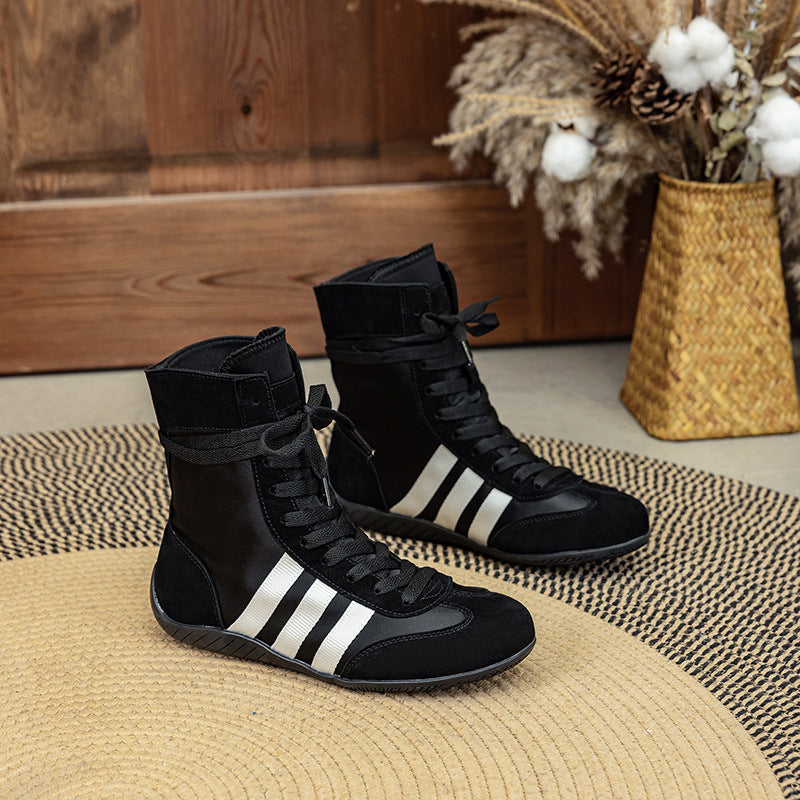 Women's Genuine Elevator Flat Boxing Round Toe Women's Casual Shoes