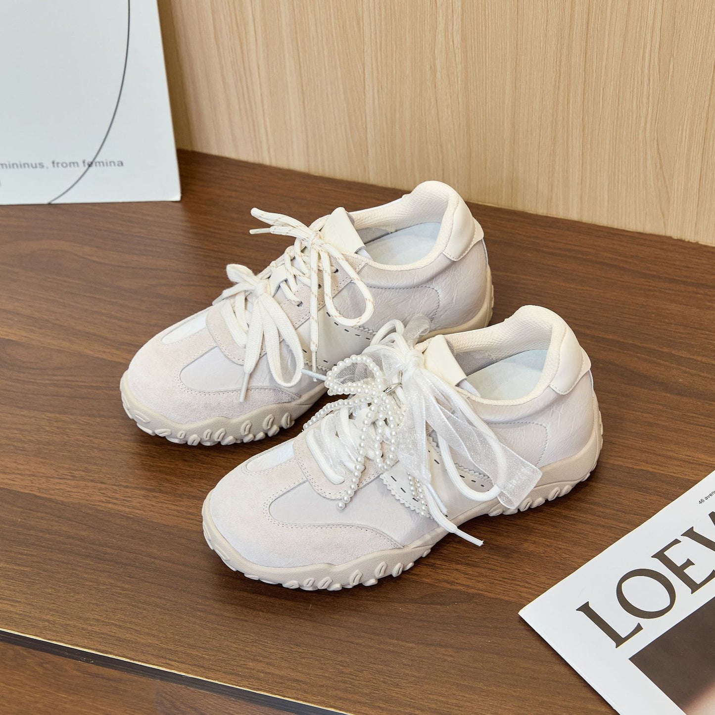 Mercerized Pearl Lace Mandarin Duck Shoelace Sports Invisible Women's Casual Shoes