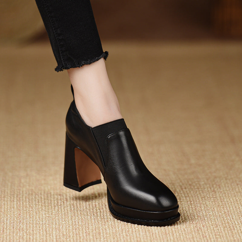 Women's High Deep Mouth Round Toe Pumps Chunky Soft Bottom Comfortable Women's Fashion Shoes