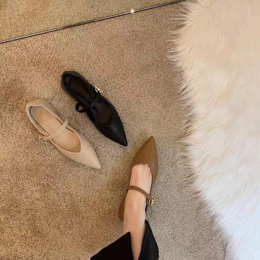 Jane Female Pointed Toe Flat Design Sense Women's Shoes