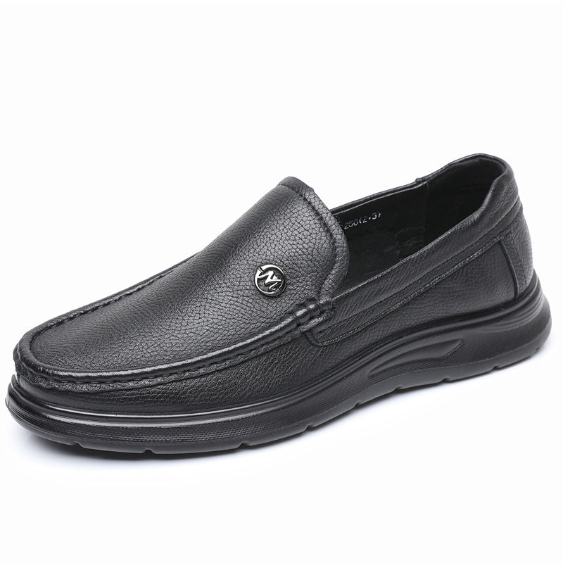 Men's Slip-on Sheepskin Comfortable Soft Bottom Sewing Bag Men's Casual Leather Shoes