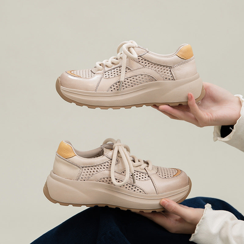Women's Thick-soled Breathable Mesh Color Matching Pumps Lightweight Comfortable Women's Shoes