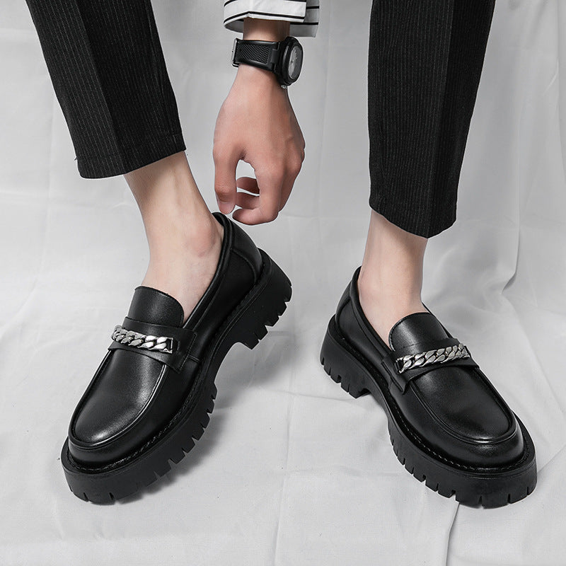 Men's British Retro Round Toe Brogue Platform Casual Shoes