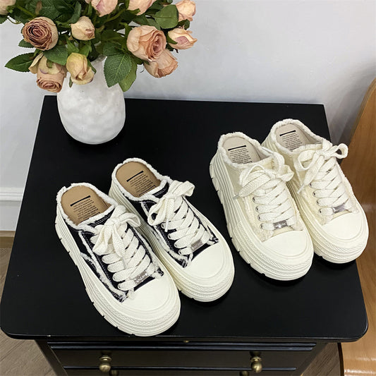 Women's Closed Toe Half Summer Slip-on Lazy Thick-soles Slippers