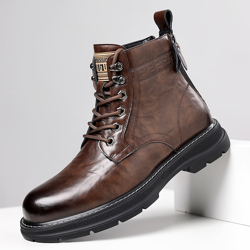 Men's Martin British Style Cowhide Worker Platform Boots