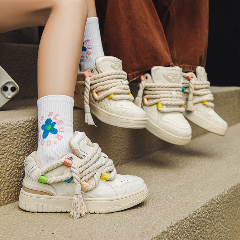 Summer Breathable Versatile Distressed Couple Platform Sneakers