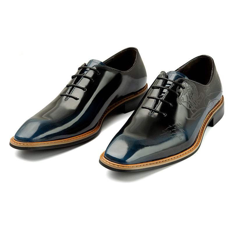 Men's Fashion Patent Laser Carved Business British Leather Shoes