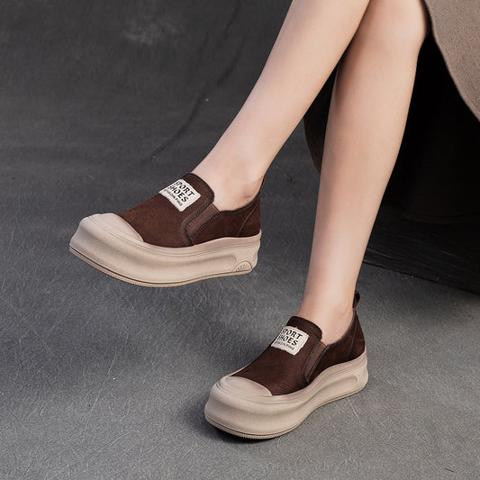 Women's Toe Vintage Thick Bottom Four Pumps Ugly Casual Shoes
