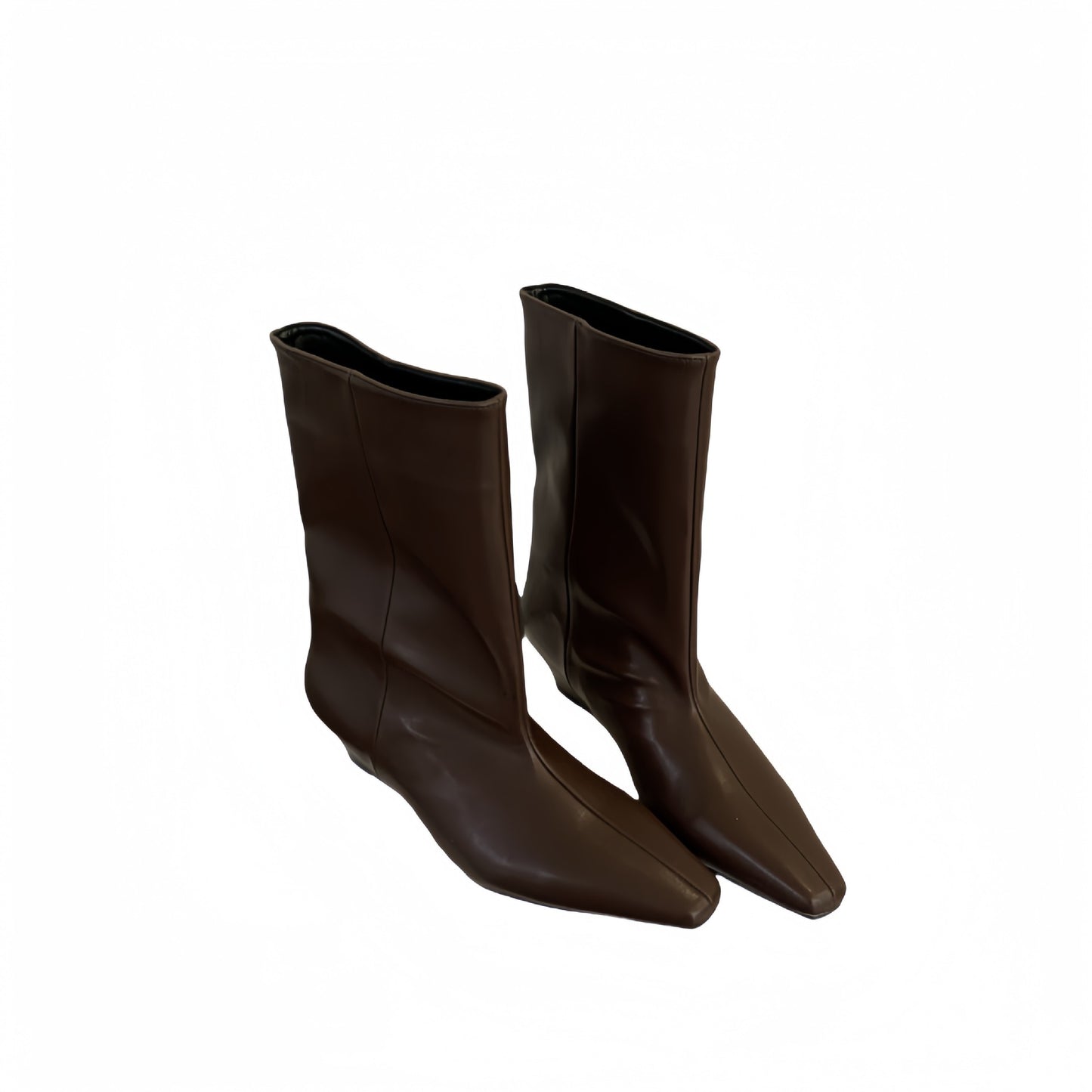 Square Toe Booties French Style Temperament Wedge Bootie Solid Color Boots