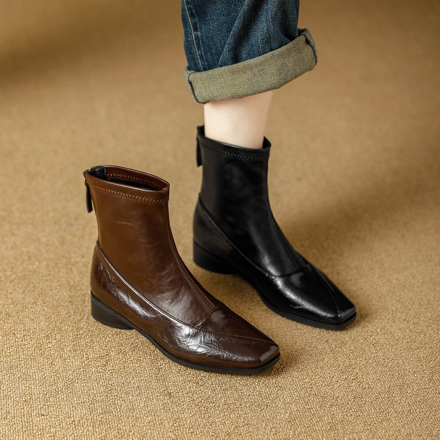 Women's Head Booties Autumn Thin Fashion Rear Zipper Boots