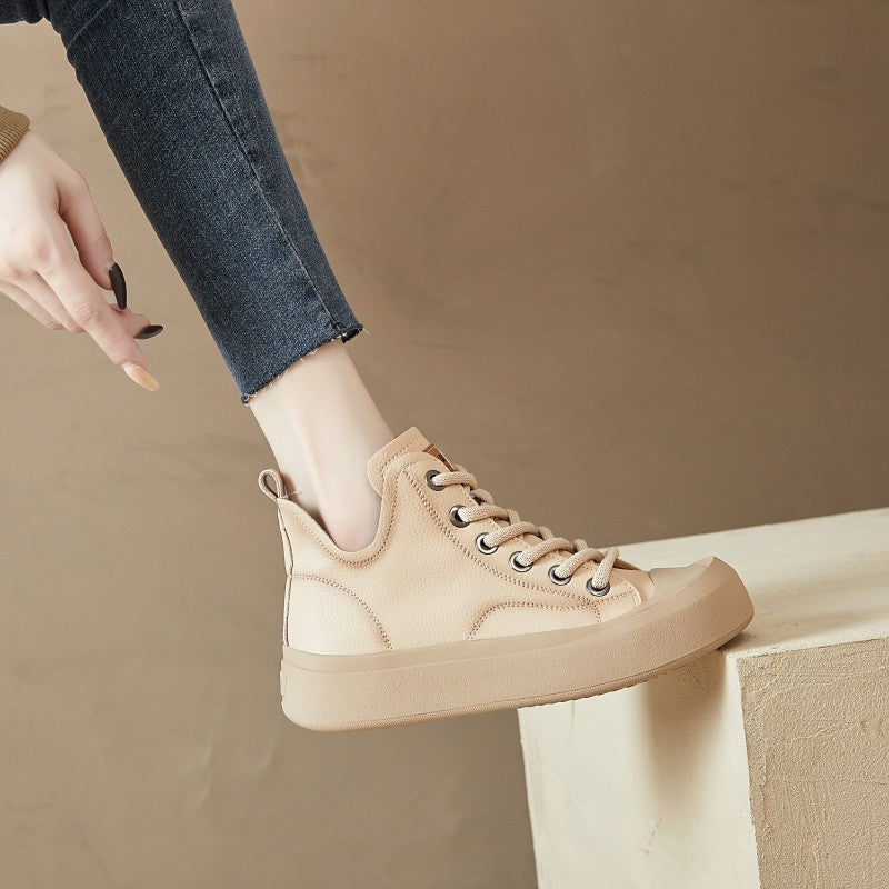 Women's British Style Korean Platform Retro Shell Boots