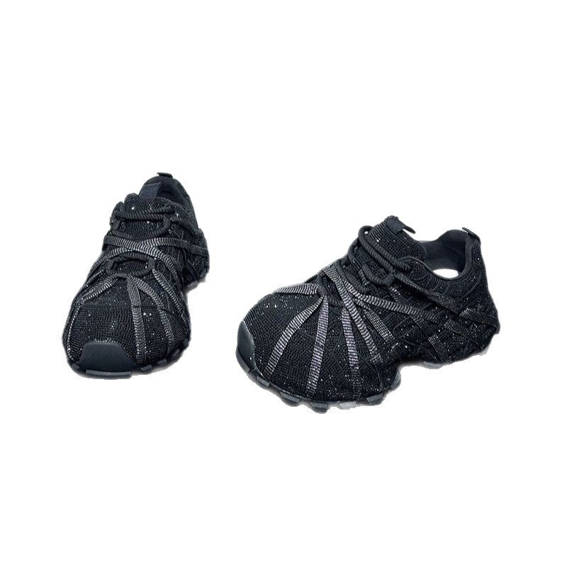 Women's Dad Starry Platform Heighten Fashion Rhinestone Sneakers