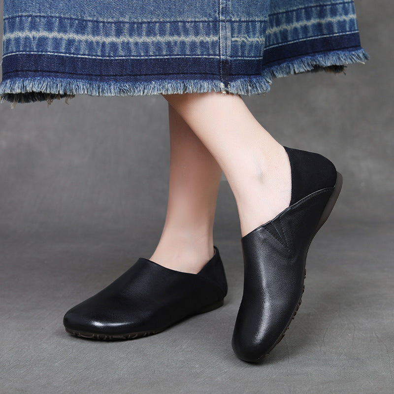 Women's First Layer Cowhide Slip-on Tendon Sole Autumn Mori Style Women's Casual Shoes