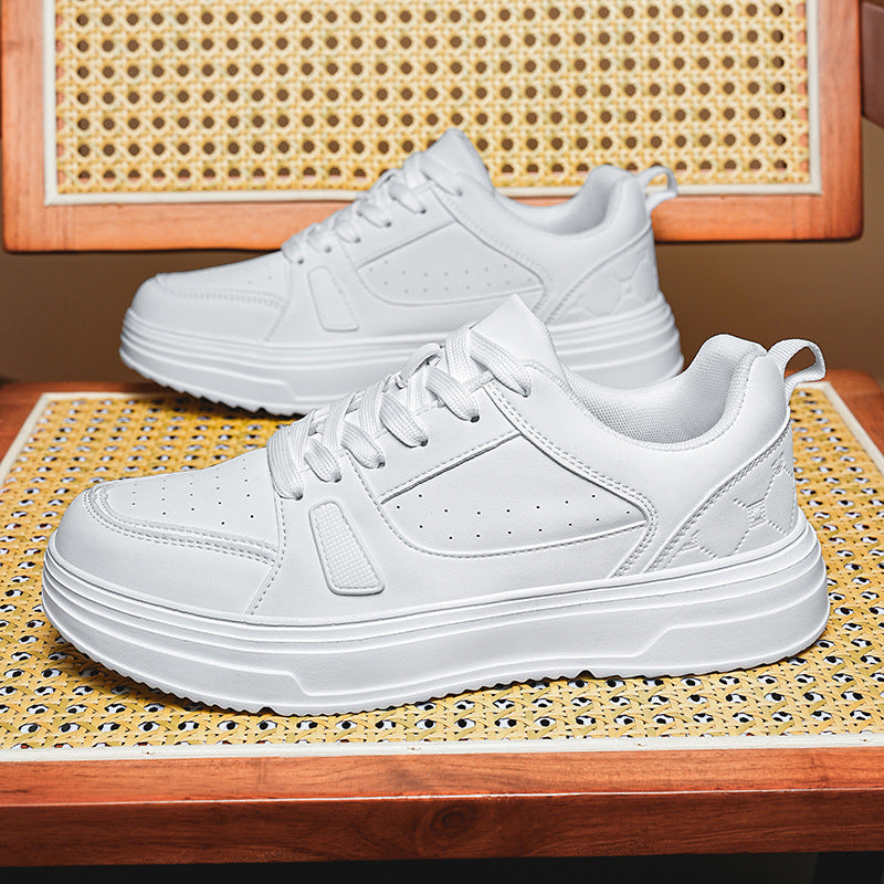Men's National Fashion White Thick Sole Sports Sneakers