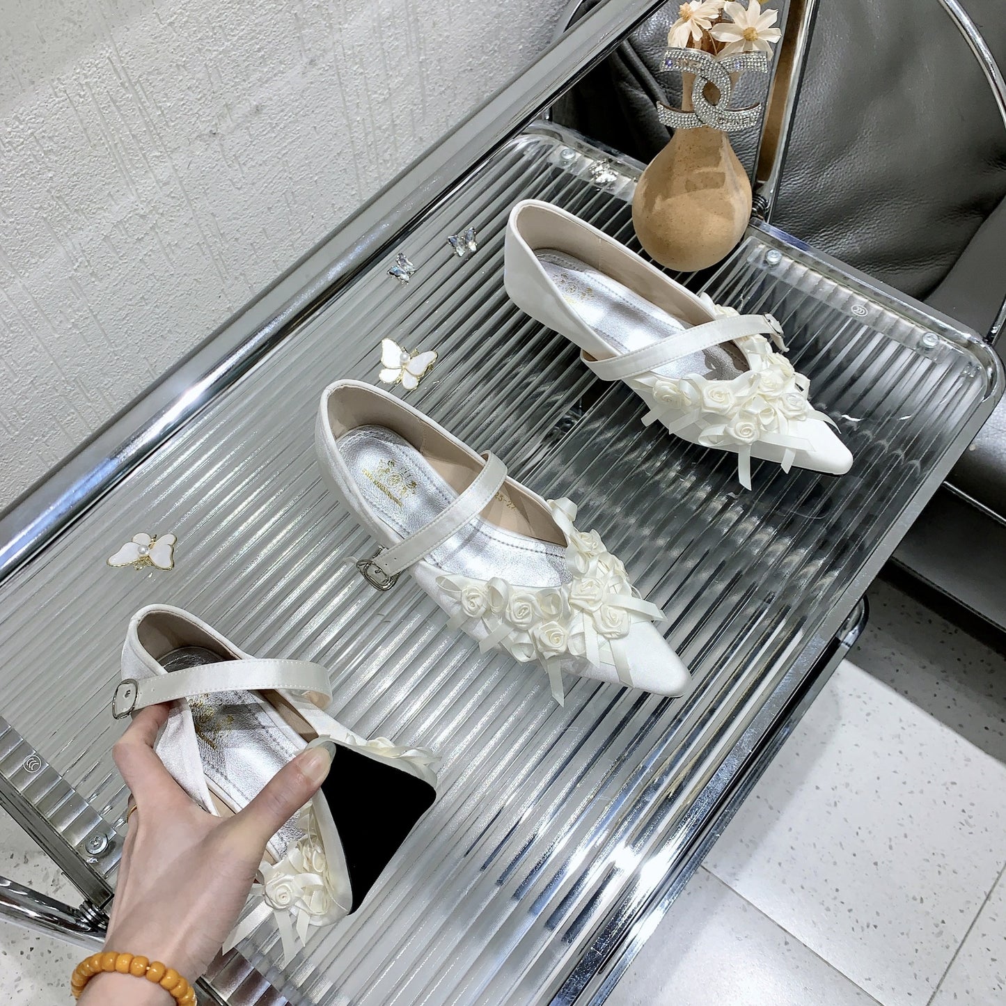 Women's Bowknot Ballet Korean Style Black White Men's Shoes