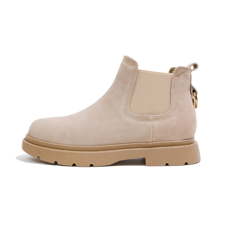 Women's Genuine Martin For British Style Mid Flat Women's Leather Boots