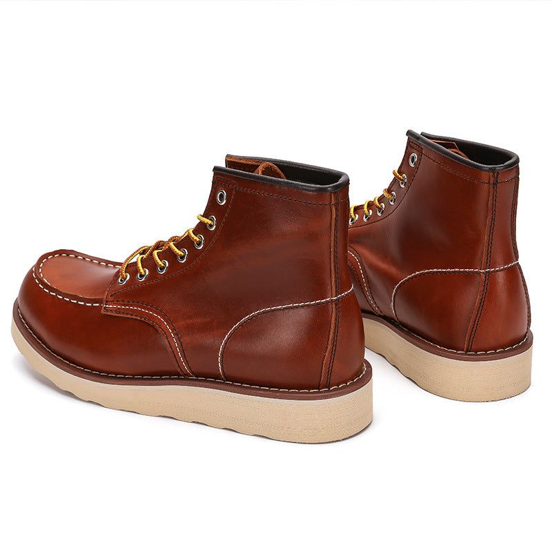 Men's Retro Short American Martin Round Toe Boots