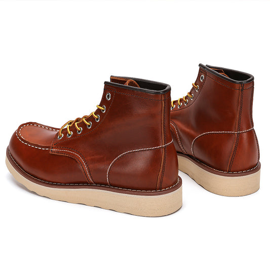Men's Retro Short American Martin Round Toe Boots