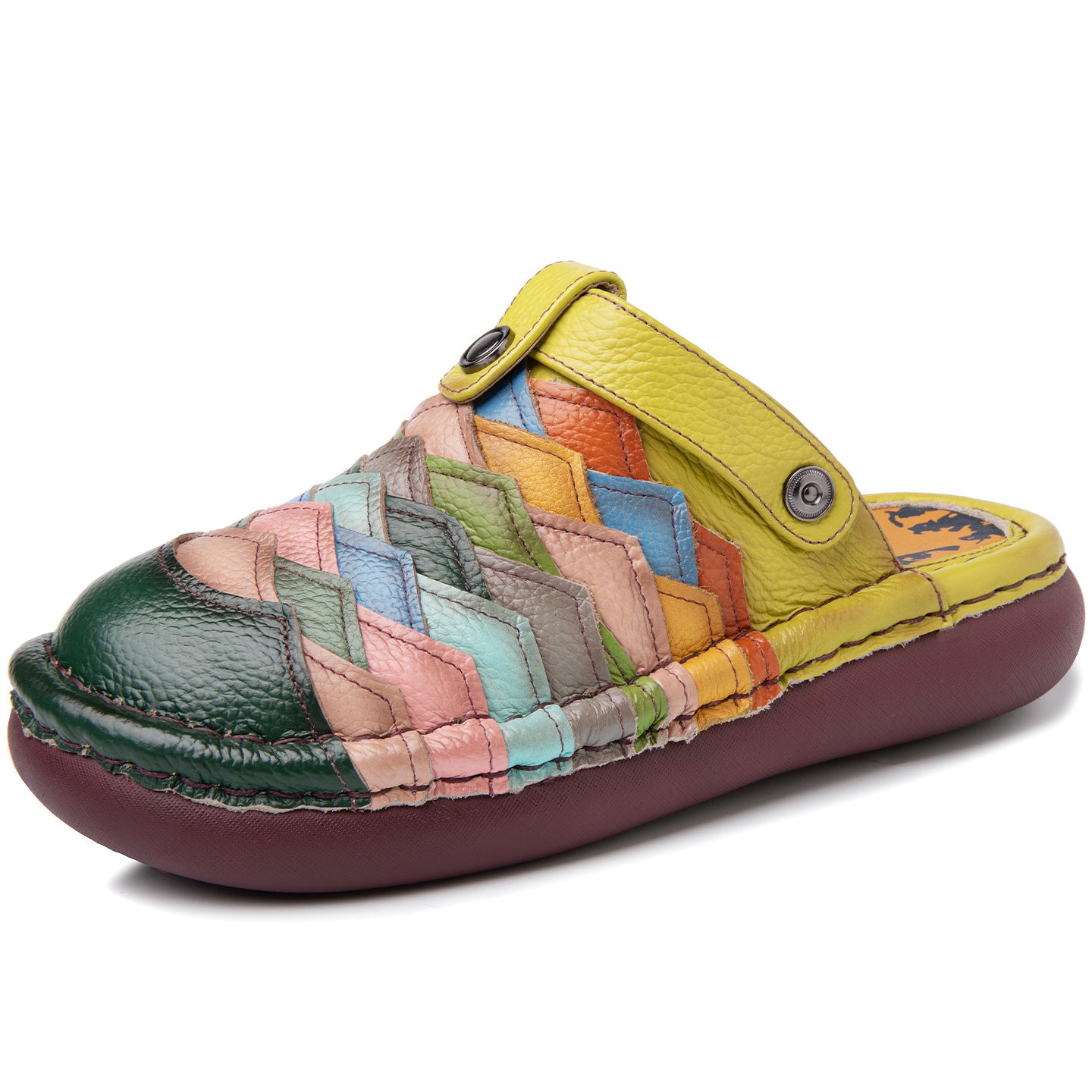 Women's Handmade Genuine Outer Wear Ethnic Style Rainbow Dual-purpose Toe Slippers