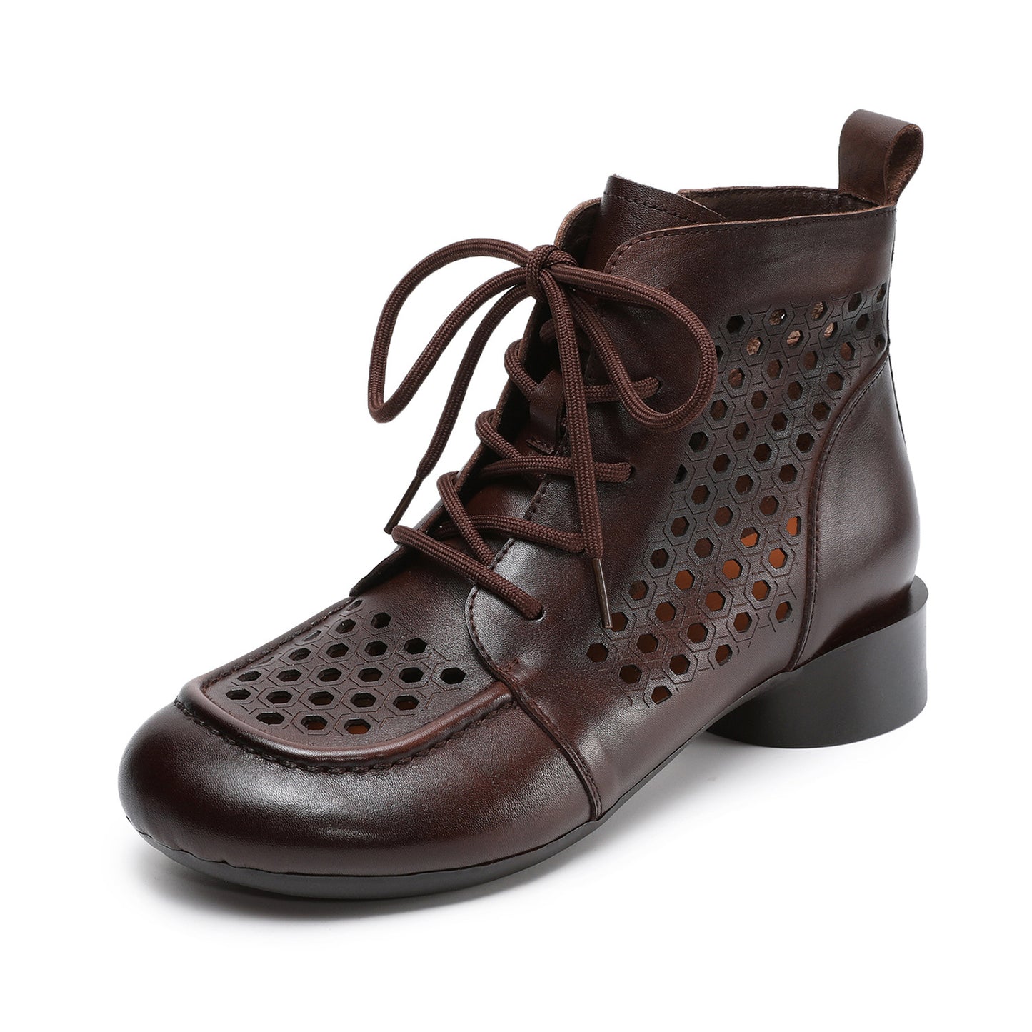 Women's Retro Authentic Hollow Out Martin Top Layer Cattlehide Fashion Women's Leather Boots