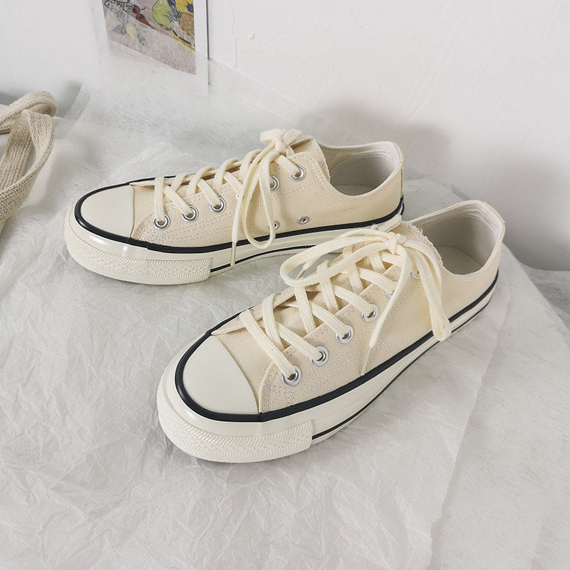 Women's & Men's White Black Low Upper Platform Hight Increasing Board Canvas Shoes