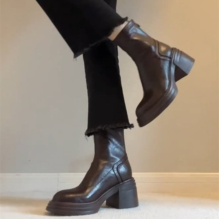 Women's Version Brown Retro Thick Bottom Martin Simple Boots