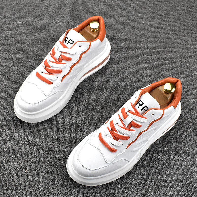 Men's White Height Increasing Insole Breathable Trendy Casual Shoes