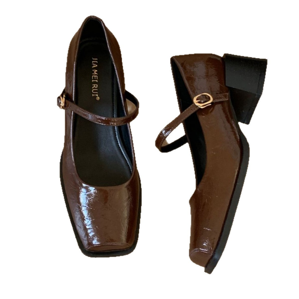 Women's Classy French Style Mary Jane Chunky Shallow Heels