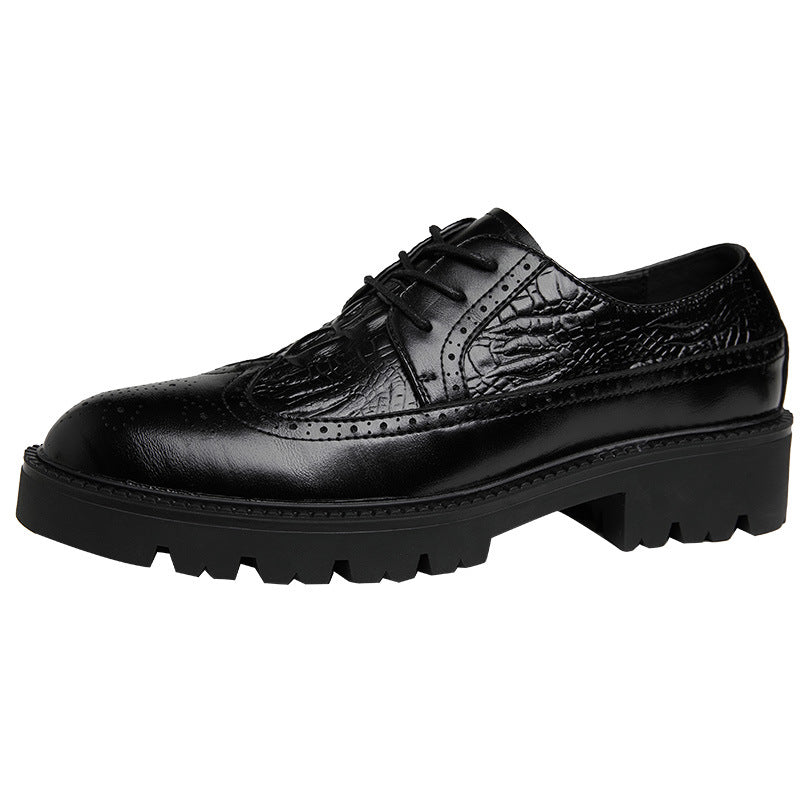 Men's Hair Stylist Thick Bottom Height Increasing Leather Shoes