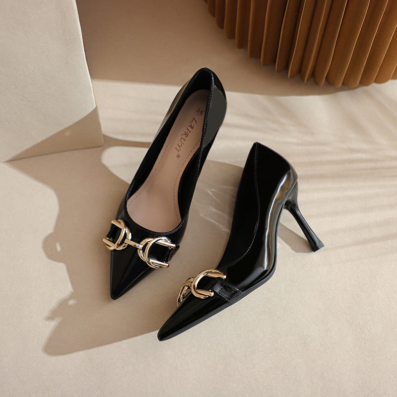 Large Small Size Pointed Patent High Heels