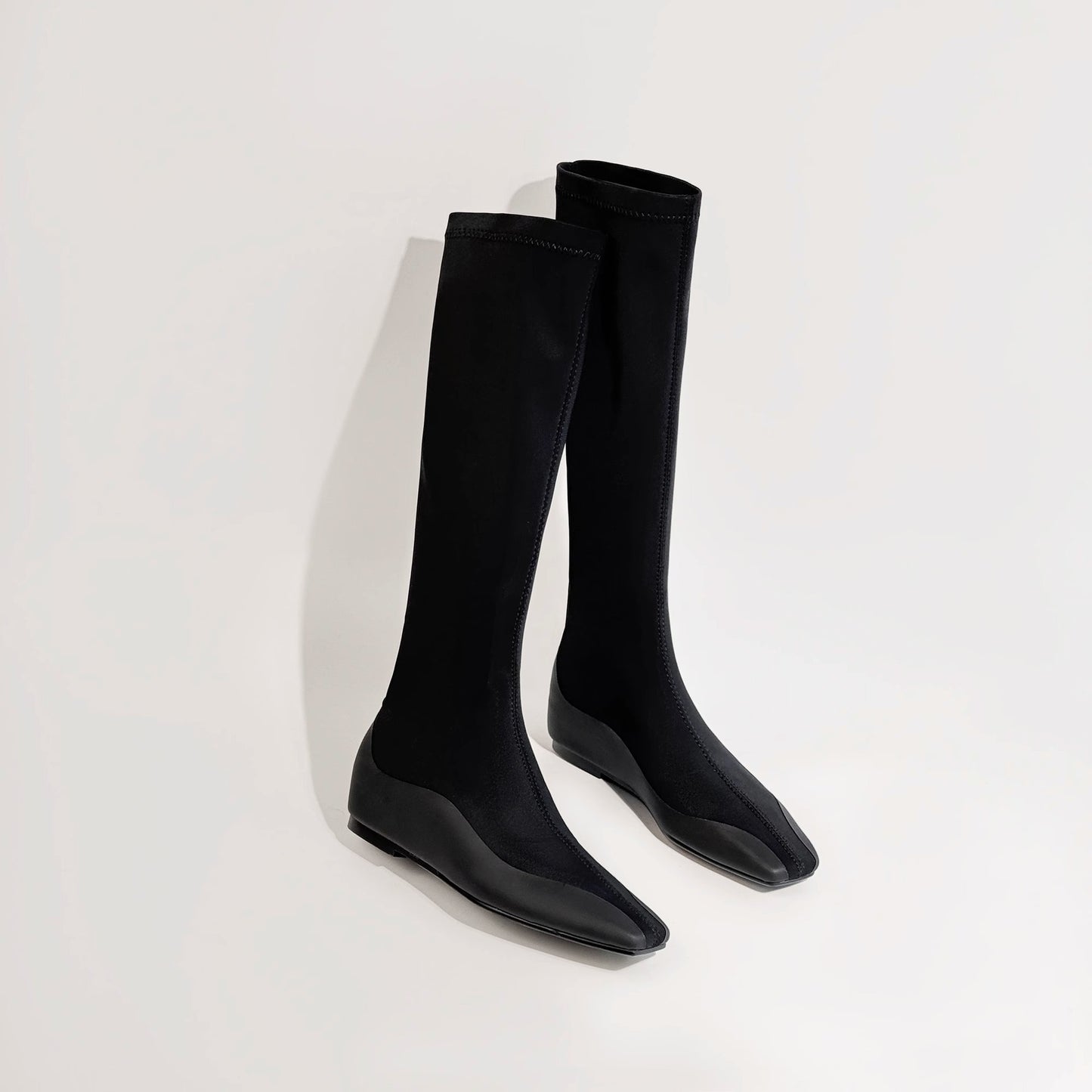 Women's Insole Skinny Stretch Square Toe Knitted Boots