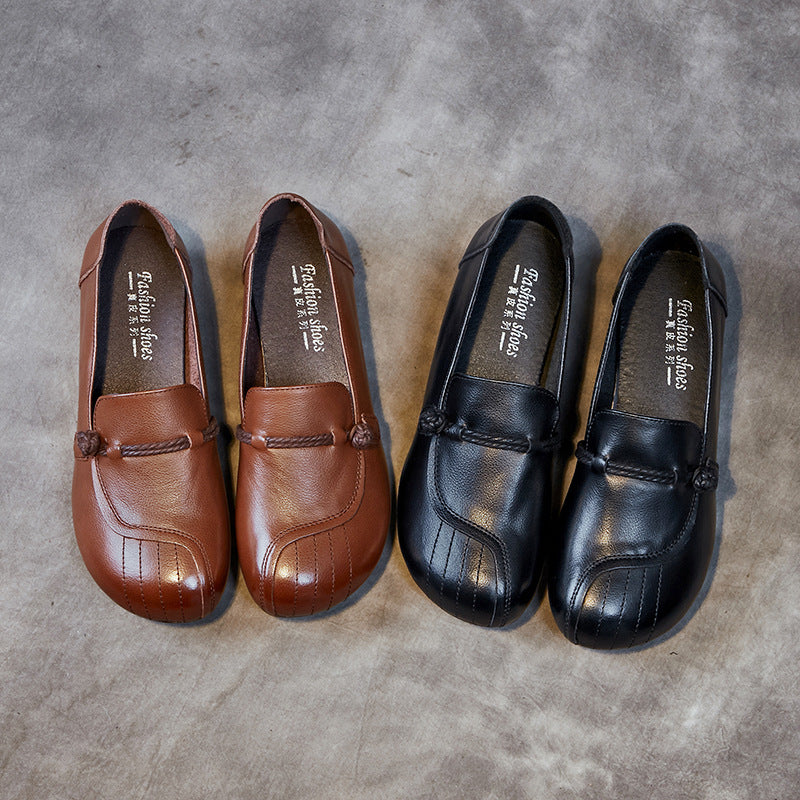 Women's Soft Bottom Comfortable Pumps Retro Cowhide Women's Shoes