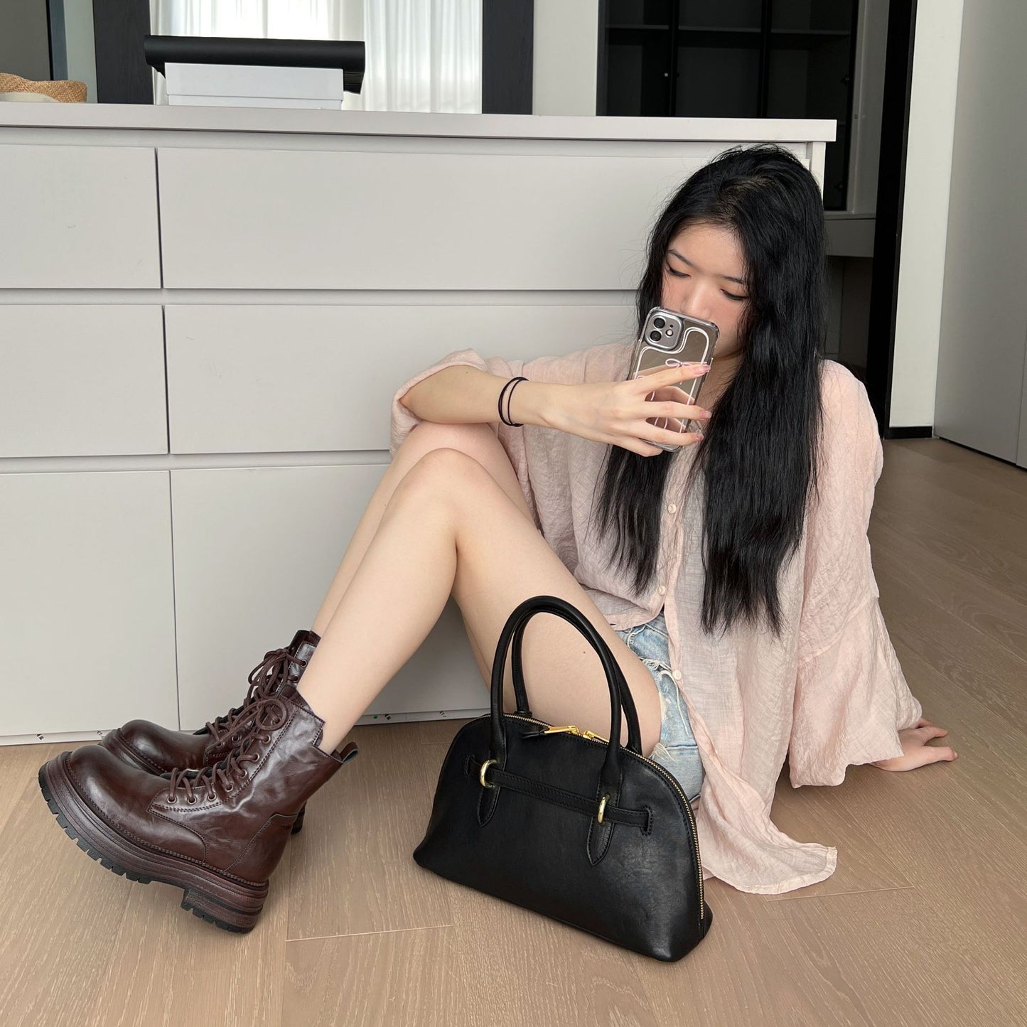 Women's Pleated Platform Martin Autumn Fashion British Boots