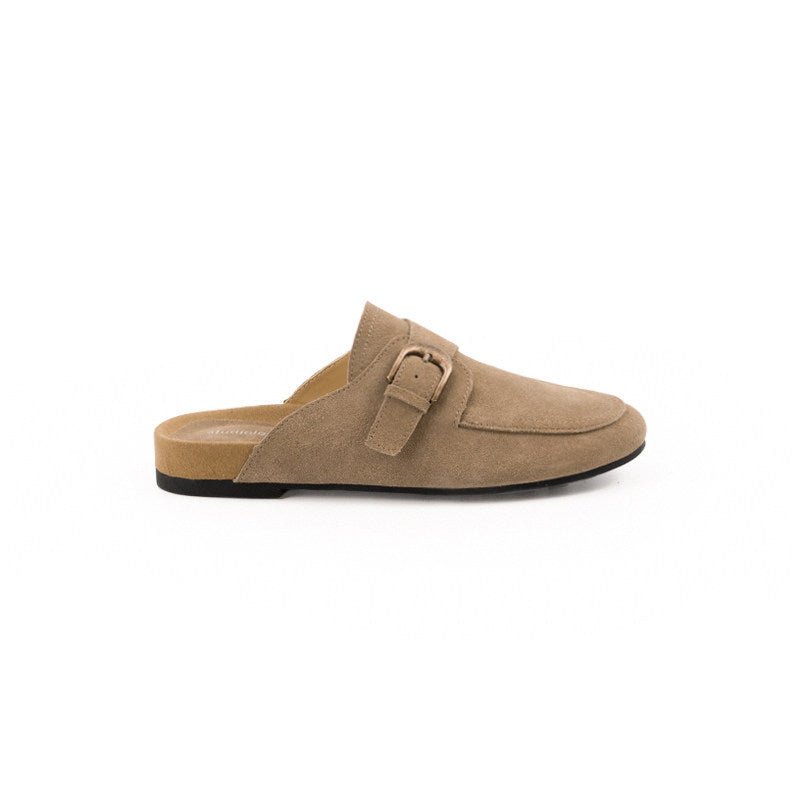 Women's Mom Color Round Toe Buckle Slip-on Leisure Commute Muller Half Slippers