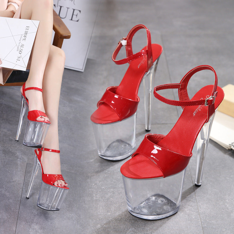 Women's Peep Toe Stiletto Cross Strap Nightclub Sexy Rhinestone Heels
