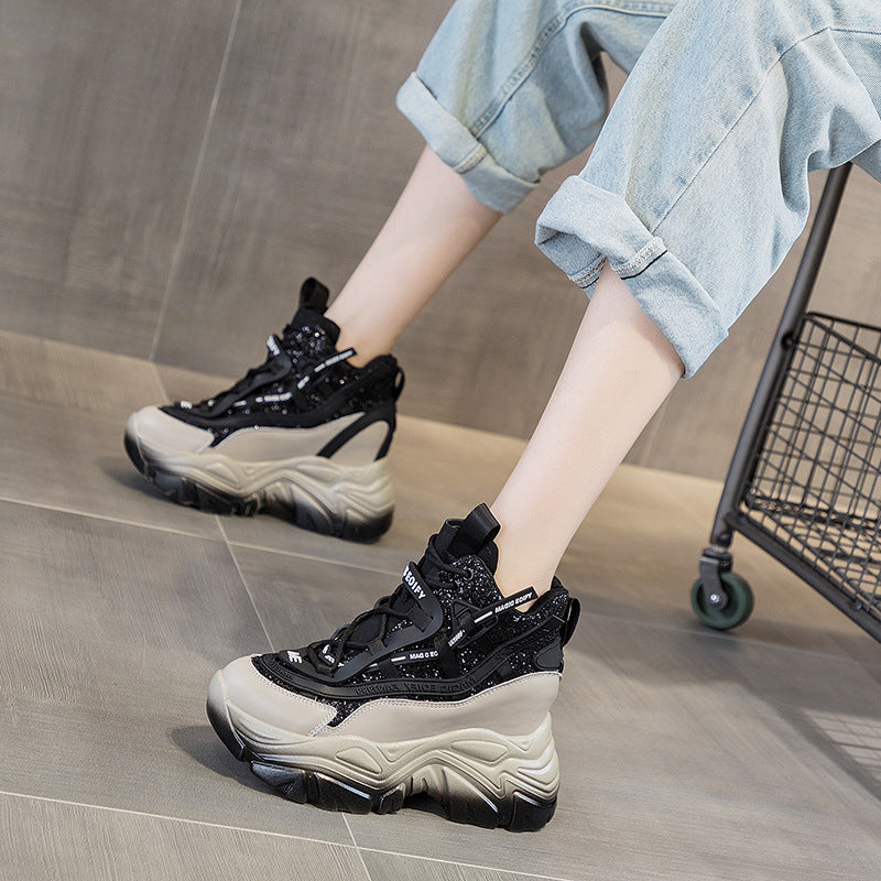 Women's Bottom Height Increasing Insole Dad Autumn Special Sequin Versatile Women's Casual Shoes