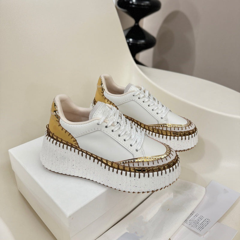Women's Platform Elevator Wild Biscuit Shape Round Women's Casual Shoes