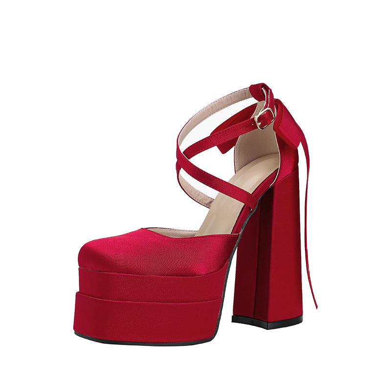 Women's Small Thick-soled Red High Platform Wedding Bridal Women's Fashion Shoes